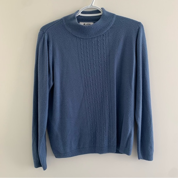 ALIA vintage mock neck sweater, blue - Picture 1 of 3